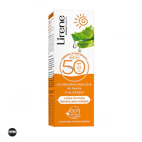 جعبه ضدآفتاب آلوئه ورا صورت لایرین Spf 50 حجم 50 میلی لیتر